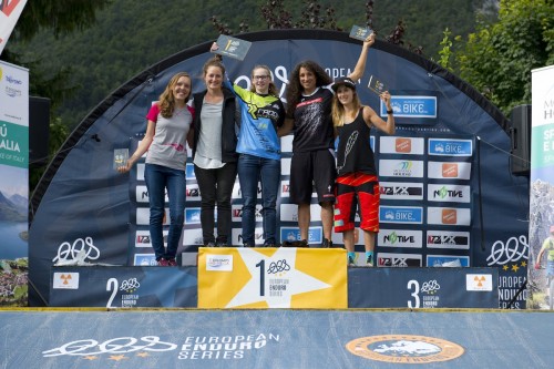 Women Elite: 1. Raphaela Richter Of Ger, 2. Lisa Policzka Of Ger, 3. Monika Büchi Of Sui, 4. Franziska Meyer Of Ger, 5. Sandra Börner Of Sui. 4Th Stop Of The European Enduro Series At Molveno-Paganella, Italy On September 06, 2015. Free Image For Editorial Usage Only: Photo By Manfred Stromberg