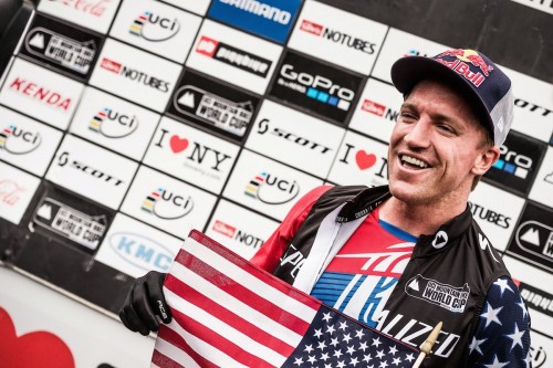 Aaron Gwin Poses For A Portrait At The Uci World Tour In Windham, United States On August 8Th, 2015 // Bartek Wolinski/Red Bull Content Pool // P-20150809-00025 // Usage For Editorial Use Only // Please Go To Www.redbullcontentpool.com For Further Information. //