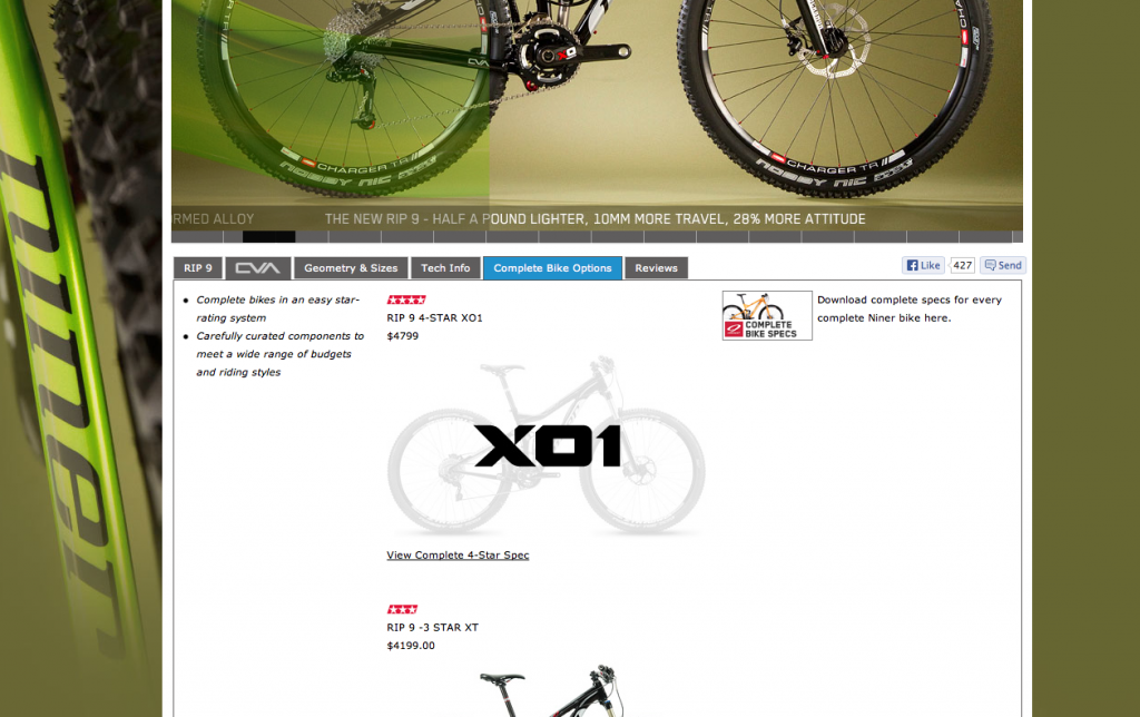 Ecco la pagina web del sito di Niner che riporta proprio l'X01 come gruppo di montaggio. Ovviamente non ci sono ancora foto, né dettagli tecnici.