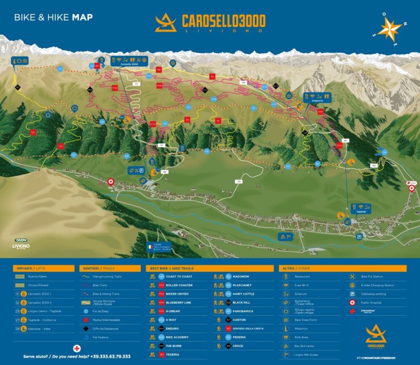 Trail Map Carosello 3000 Mountain Park Livigno 844X732 1