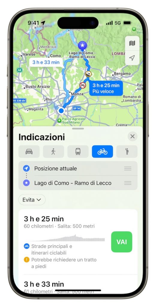 Mappe Apple: percorsi e funzioni per chi va in bici